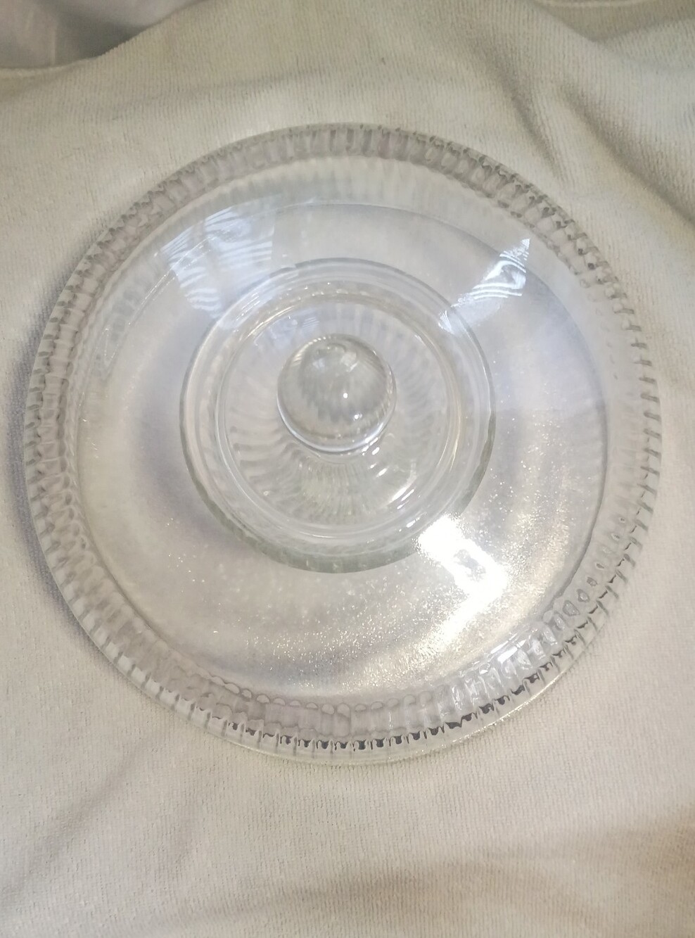 Anchor Hocking Clear Ribbed Glass Cake Dome with Footed Stand
